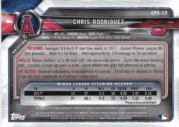 2018 Bowman - Chrome Prospect Autographs #CPA-CR Chris Rodriguez Back