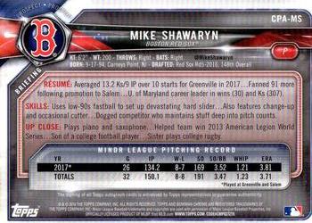 2018 Bowman - Chrome Prospect Autographs #CPA-MS Mike Shawaryn Back