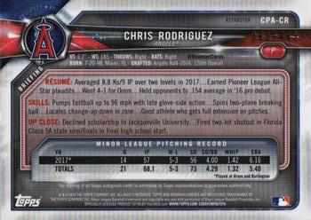 2018 Bowman - Chrome Prospect Autographs Refractor #CPA-CR Chris Rodriguez Back