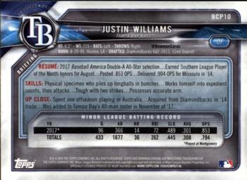 2018 Bowman - Chrome Prospects #BCP10 Justin Williams Back