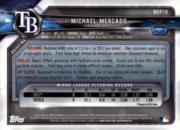 2018 Bowman - Chrome Prospects #BCP16 Michael Mercado Back