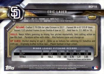2018 Bowman - Chrome Prospects #BCP18 Eric Lauer Back