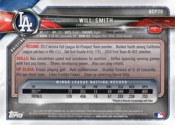 2018 Bowman - Chrome Prospects #BCP20 Will Smith Back