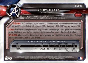 2018 Bowman - Chrome Prospects #BCP28 Kolby Allard Back
