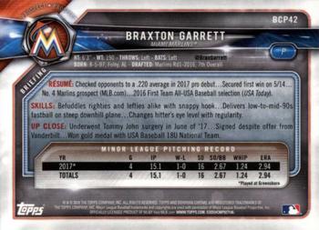 2018 Bowman - Chrome Prospects #BCP42 Braxton Garrett Back
