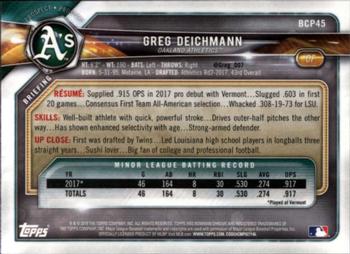 2018 Bowman - Chrome Prospects #BCP45 Greg Deichmann Back