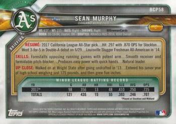 2018 Bowman - Chrome Prospects #BCP58 Sean Murphy Back