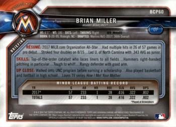 2018 Bowman - Chrome Prospects #BCP60 Brian Miller Back