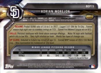 2018 Bowman - Chrome Prospects #BCP73 Adrian Morejon Back
