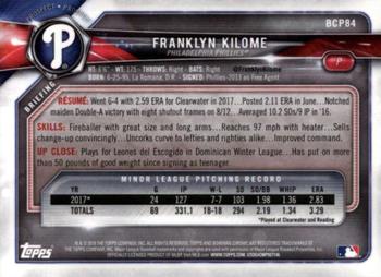 2018 Bowman - Chrome Prospects #BCP84 Franklyn Kilome Back