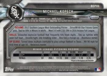 2018 Bowman - Chrome Prospects #BCP86 Michael Kopech Back