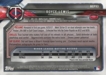 2018 Bowman - Chrome Prospects #BCP93 Royce Lewis Back