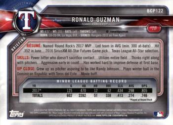 2018 Bowman - Chrome Prospects #BCP122 Ronald Guzman Back