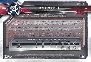 2018 Bowman - Chrome Prospects Atomic Refractor #BCP14 Kyle Wright Back