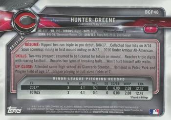 2018 Bowman - Chrome Prospects Gold Refractor #BCP48 Hunter Greene Back