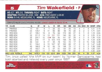 2004 Topps Chrome - Refractors #5 Tim Wakefield Back