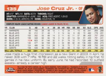 2004 Topps Chrome - Refractors #135 Jose Cruz Jr. Back