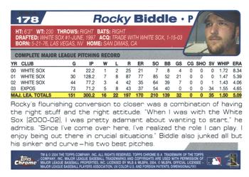 2004 Topps Chrome - Refractors #178 Rocky Biddle Back