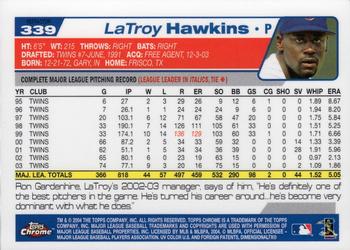 2004 Topps Chrome - Refractors #339 LaTroy Hawkins Back