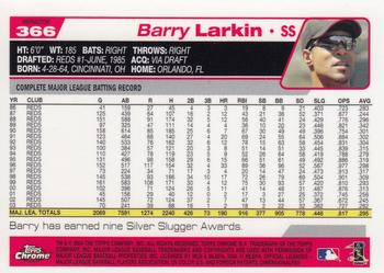 2004 Topps Chrome - Refractors #366 Barry Larkin Back