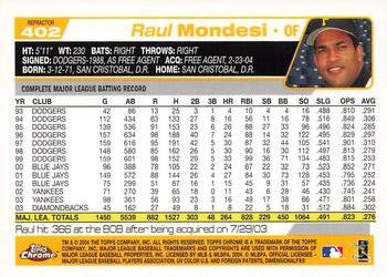 2004 Topps Chrome - Refractors #402 Raul Mondesi Back