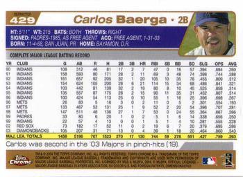 2004 Topps Chrome - Refractors #429 Carlos Baerga Back