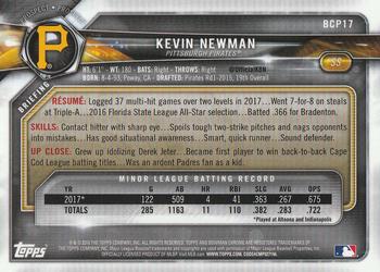 2018 Bowman - Chrome Prospects Purple Refractor #BCP17 Kevin Newman Back
