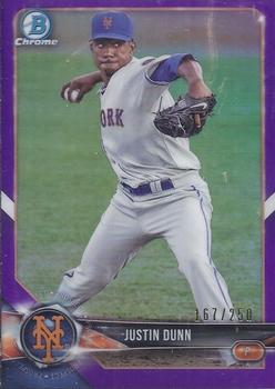 2018 Bowman - Chrome Prospects Purple Refractor #BCP82 Justin Dunn Front