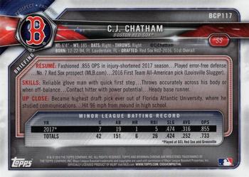 2018 Bowman - Chrome Prospects Purple Refractor #BCP117 C.J. Chatham Back