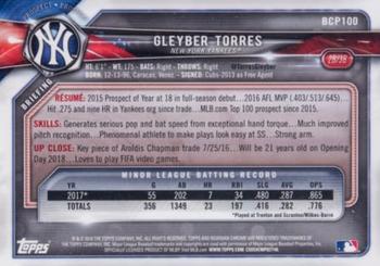 2018 Bowman - Chrome Prospects Red Refractor #BCP100 Gleyber Torres Back