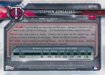 2018 Bowman - Chrome Prospects SuperFractor #BCP90 Stephen Gonsalves Back