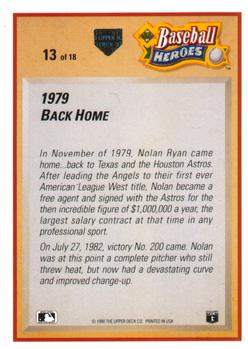 1991 Upper Deck - Baseball Heroes: Nolan Ryan #13 Nolan Ryan Back
