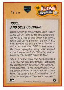 1991 Upper Deck - Baseball Heroes: Nolan Ryan #17 Nolan Ryan Back