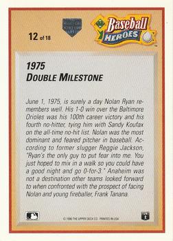 1991 Upper Deck - Baseball Heroes: Nolan Ryan #12 Nolan Ryan Back