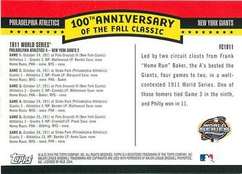 2004 Topps - Fall Classic Covers #FC1911 1911 World Series Back