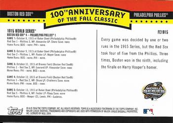 2004 Topps - Fall Classic Covers #FC1915 1915 World Series Back