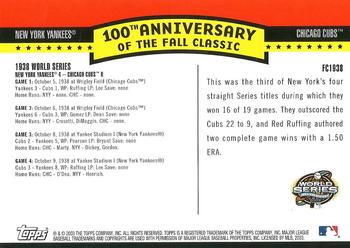 2004 Topps - Fall Classic Covers #FC1938 1938 World Series Back