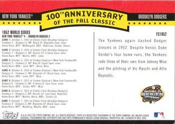 2004 Topps - Fall Classic Covers #FC1952 1952 World Series Back