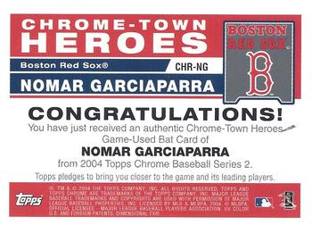 2004 Topps Chrome - Chrome-Town Heroes Relics #CHR-NG Nomar Garciaparra Back