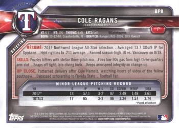 2018 Bowman - Prospects #BP8 Cole Ragans Back