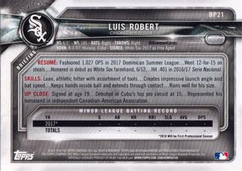 2018 Bowman - Prospects #BP21 Luis Robert Back