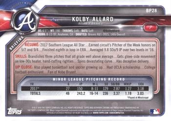 2018 Bowman - Prospects #BP28 Kolby Allard Back