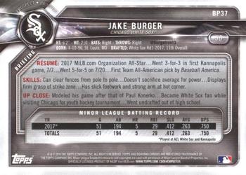 2018 Bowman - Prospects #BP37 Jake Burger Back