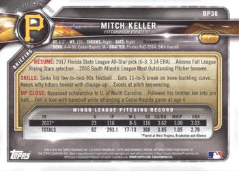 2018 Bowman - Prospects #BP38 Mitch Keller Back