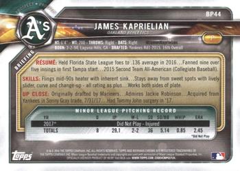 2018 Bowman - Prospects #BP44 James Kaprielian Back