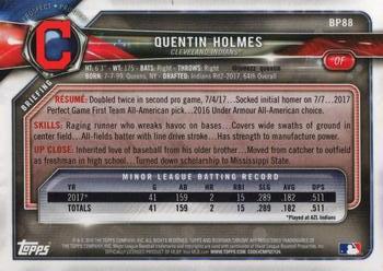 2018 Bowman - Prospects #BP88 Quentin Holmes Back