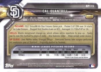 2018 Bowman - Prospects #BP115 Cal Quantrill Back