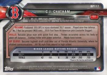2018 Bowman - Prospects #BP117 C.J. Chatham Back