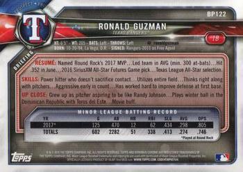2018 Bowman - Prospects #BP122 Ronald Guzman Back