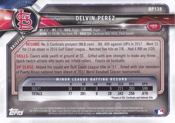 2018 Bowman - Prospects #BP138 Delvin Perez Back